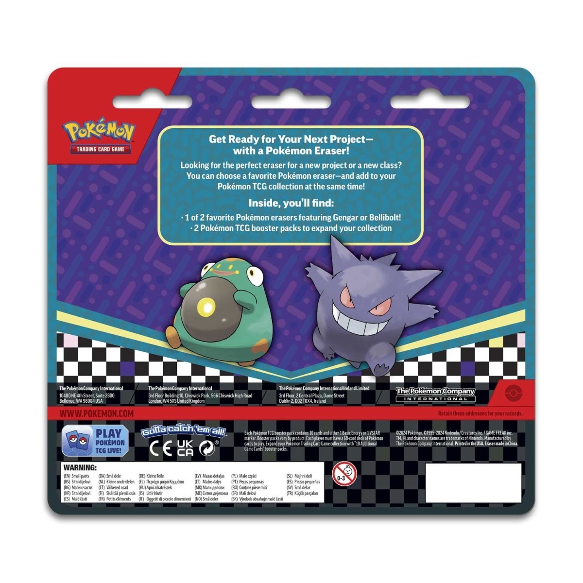 Pokémon TCG: 2 Booster Packs & Bellibolt/Gengar Eraser