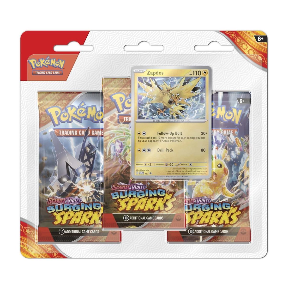 Pokémon TCG: Scarlet & Violet-Surging Sparks 3-pack Blister [Zapdos/Quagsire]