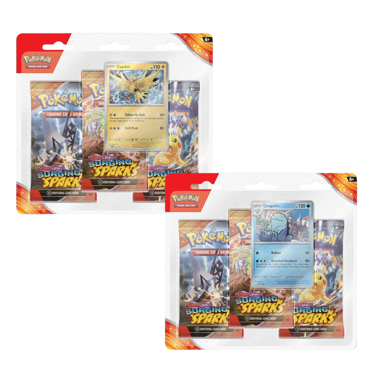 Pokémon TCG: Scarlet & Violet-Surging Sparks 3-pack Blister [Zapdos/Quagsire]