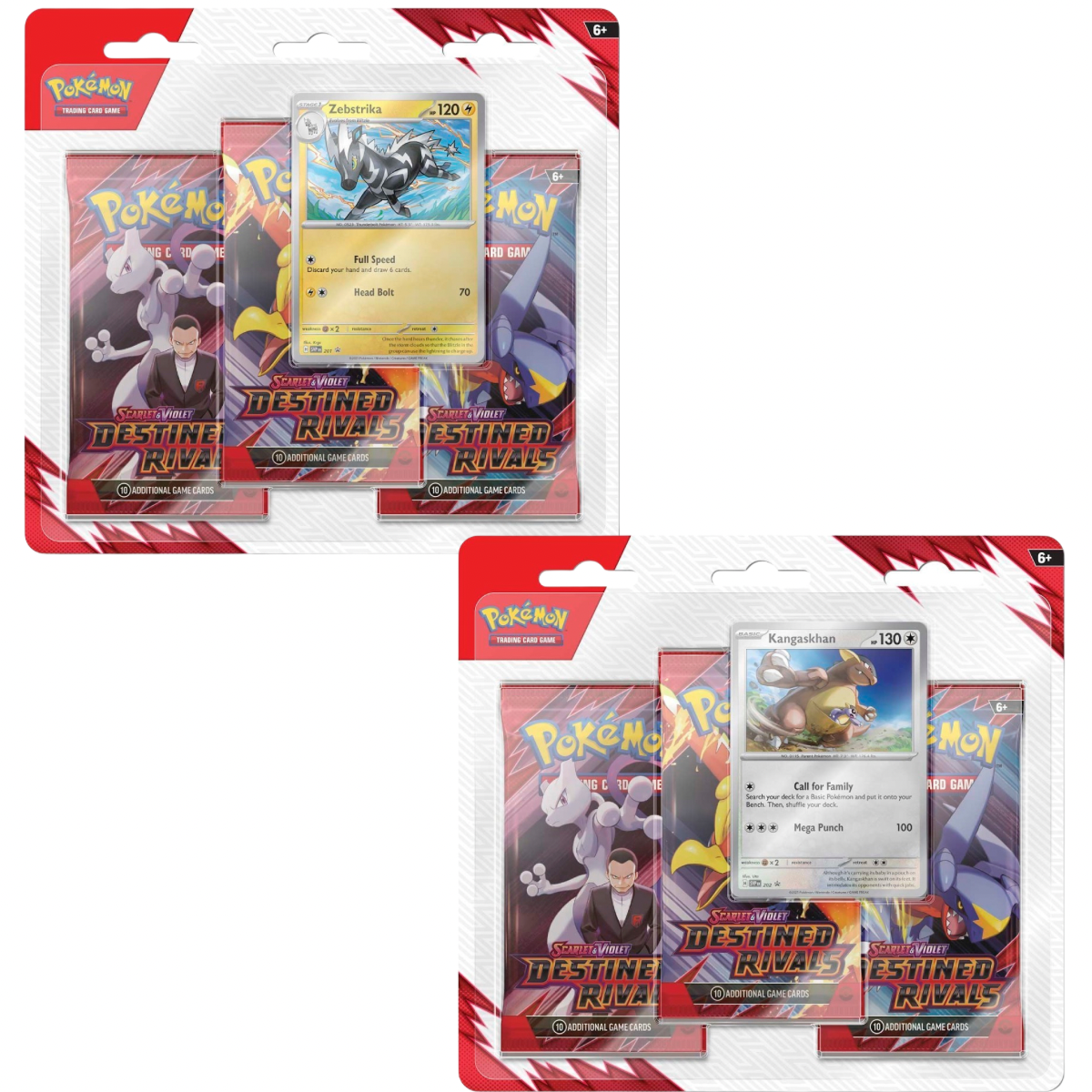 Pokémon TCG: Scarlet & Violet-Destined Rivals 3-pack Blister [Kangaskhan/Zebstrika]