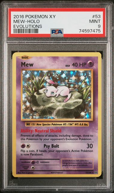 Mew Evolutions Holo Rare 53/108 PSA 9